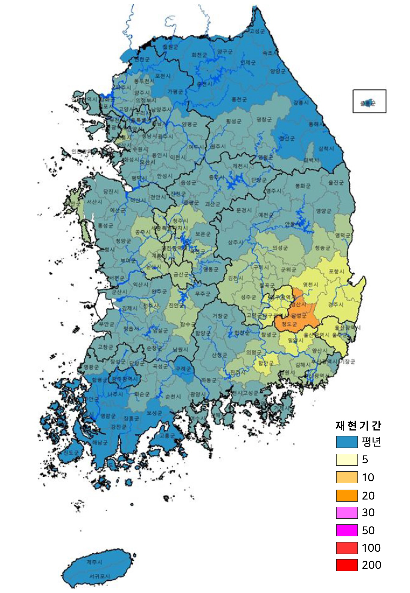 최근3개월 가뭄빈도 지도 이미지